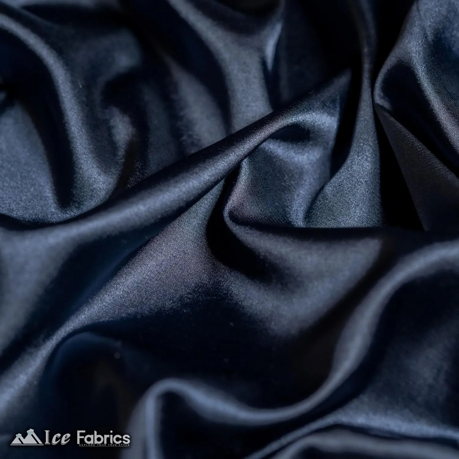 New Shiny Navy Charmeuse Stretch Satin Fabric