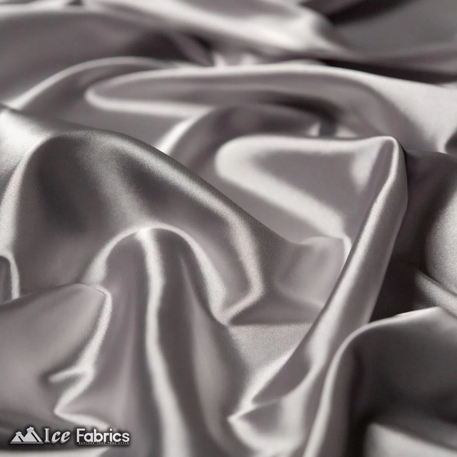 New Shiny Silver Charmeuse Stretch Satin Fabric