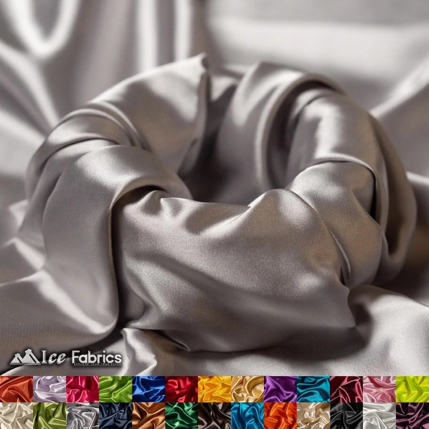 New Shiny Silver Charmeuse Stretch Satin Fabric