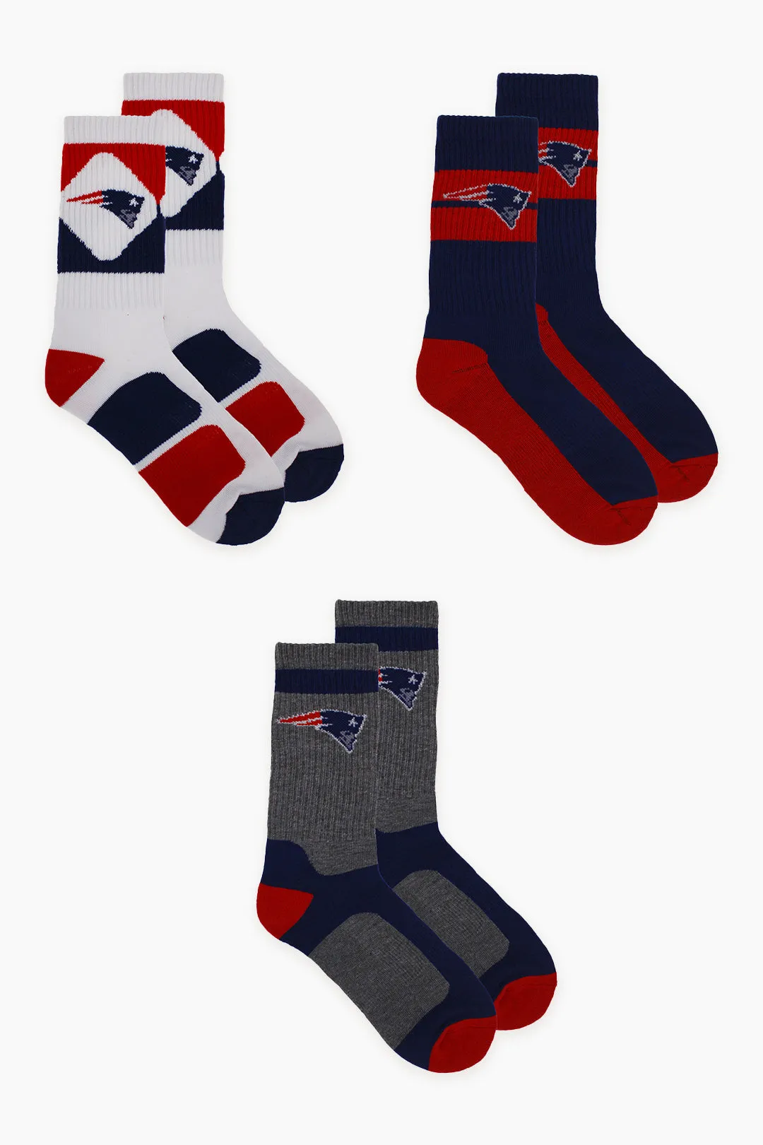 NFL Men's 3-Pack Sport Crew Fan Socks