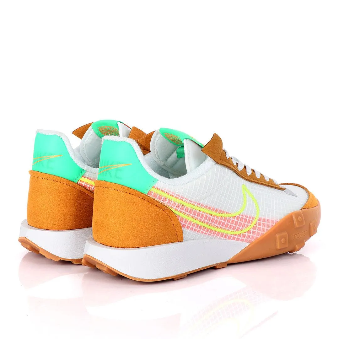 NK Waffle Racer White And Brown Sneakers