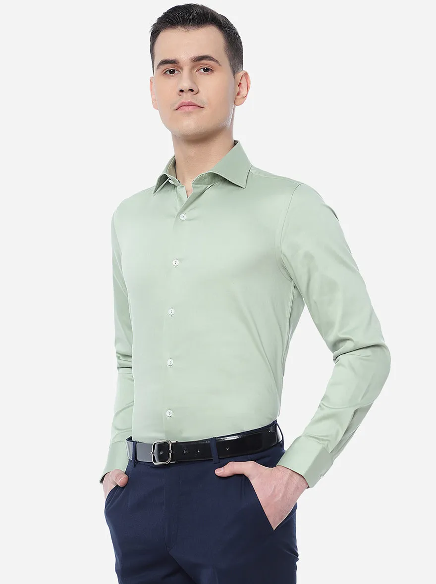 Pista Green Solid Slim Fit Party Wear Shirt | Wyre