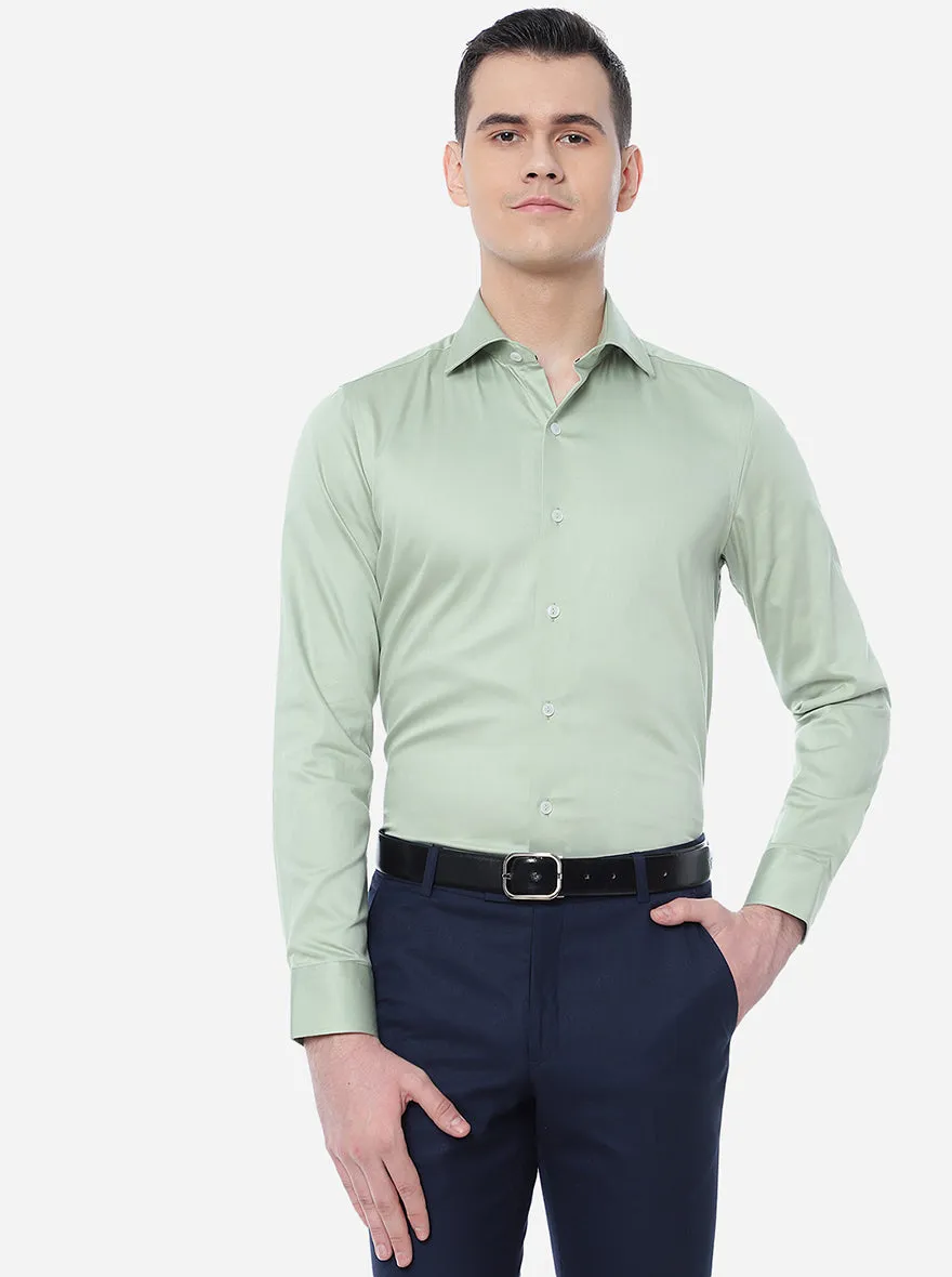 Pista Green Solid Slim Fit Party Wear Shirt | Wyre