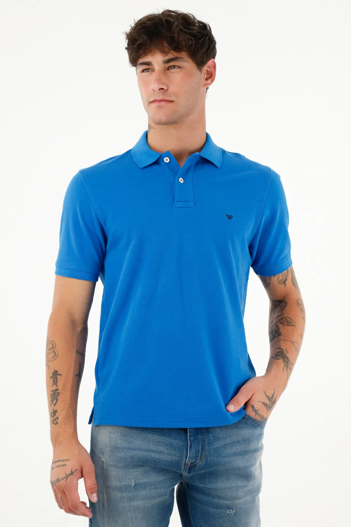 Polo con raqueta bordada para hombre