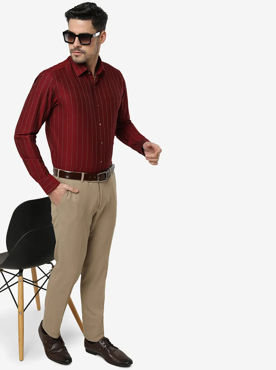 Red Striped Slim Fit Formal Shirt | JadeBlue