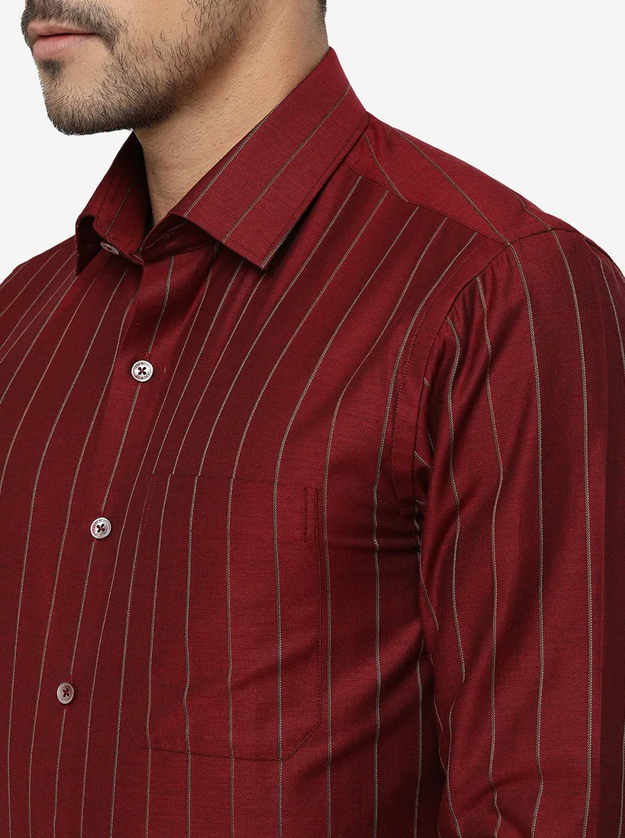 Red Striped Slim Fit Formal Shirt | JadeBlue