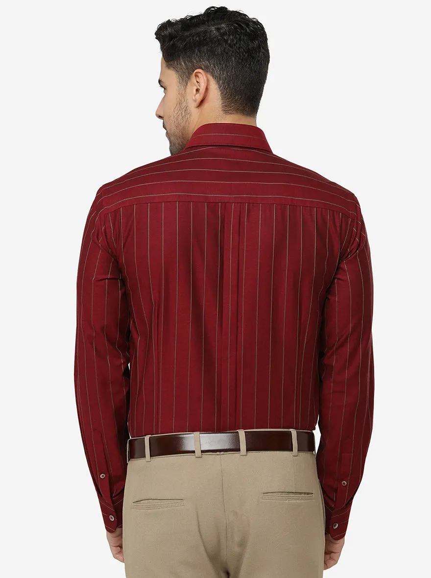 Red Striped Slim Fit Formal Shirt | JadeBlue