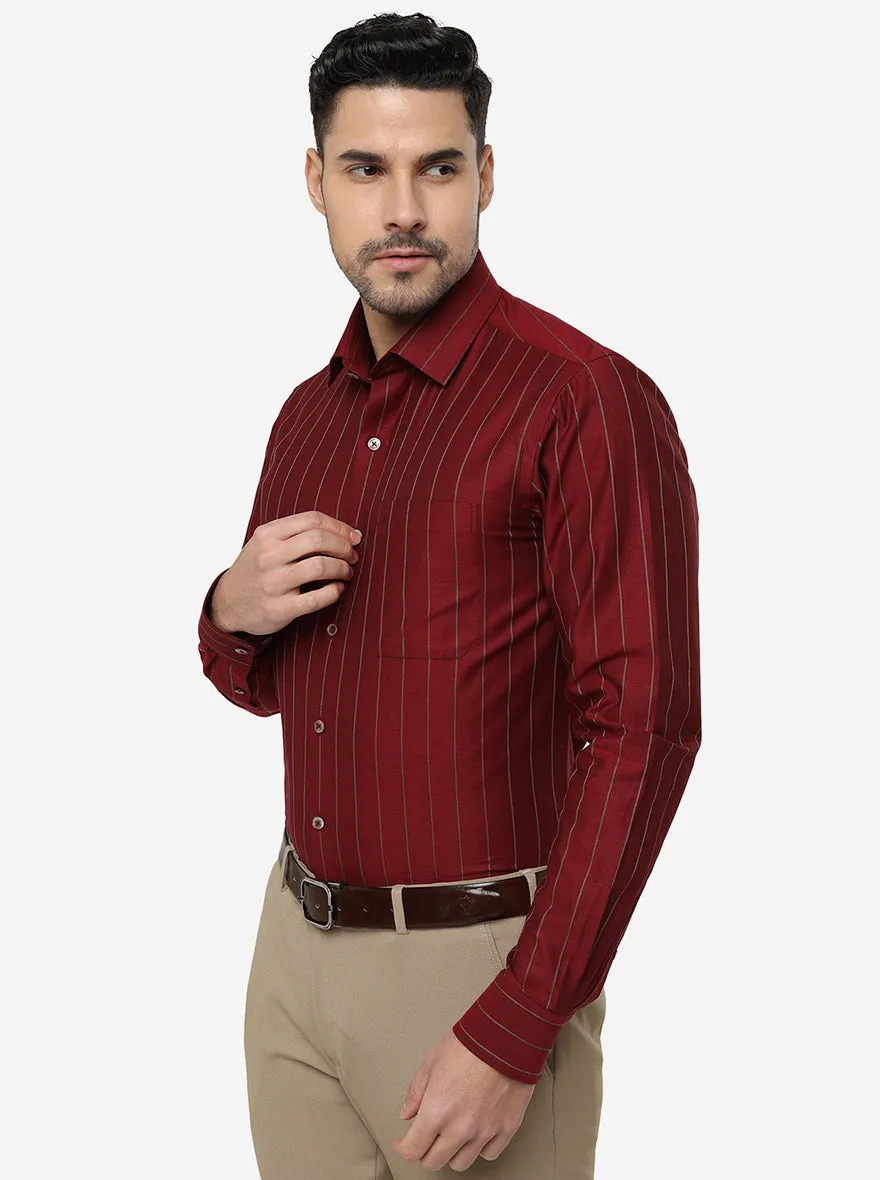 Red Striped Slim Fit Formal Shirt | JadeBlue