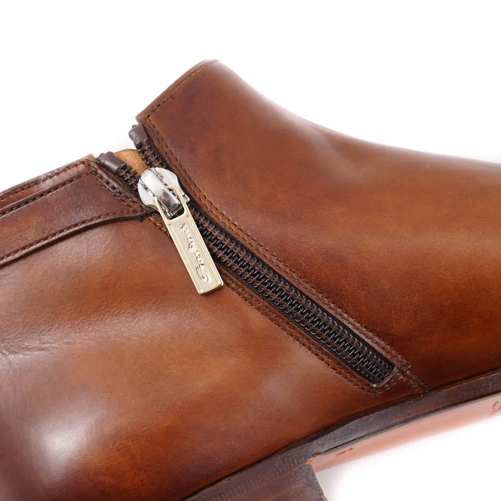 Santoni Brown Ankle Boots with Buckle Detail