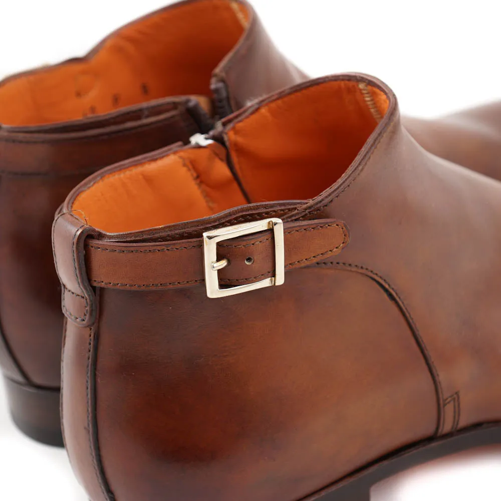 Santoni Brown Ankle Boots with Buckle Detail