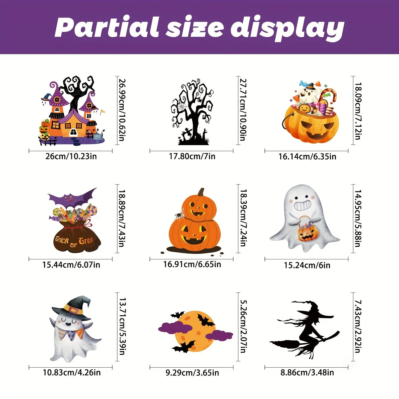 Spooky Halloween Window Clings - 172pcs, Double-Sided Decals with Bats, Pumpkins, Spiders & Black Cats for Home and Office Decor