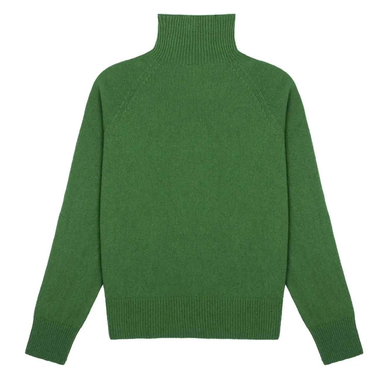 Sunspel Womens Lambswool Funnel Neck Jumper Bright Green