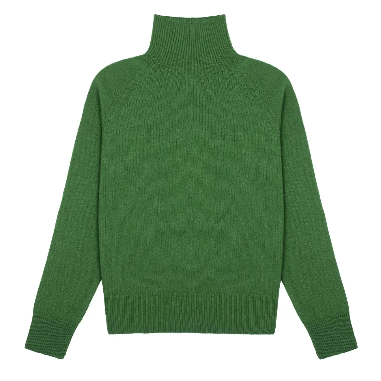 Sunspel Womens Lambswool Funnel Neck Jumper Bright Green