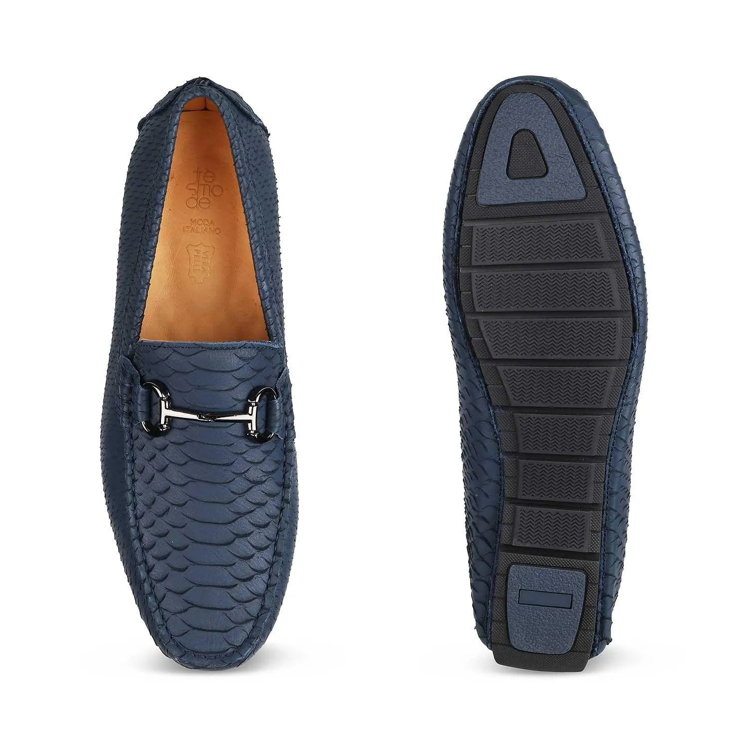 The Billion Blue Men's Leather Driving Loafers Tresmode