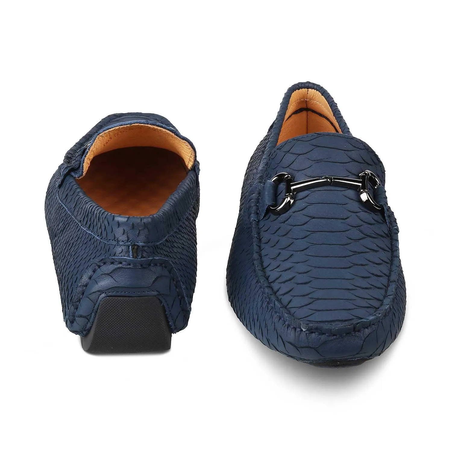 The Billion Blue Men's Leather Driving Loafers Tresmode