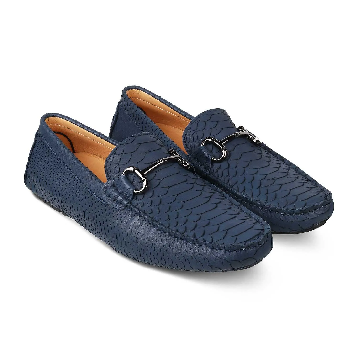 The Billion Blue Men's Leather Driving Loafers Tresmode