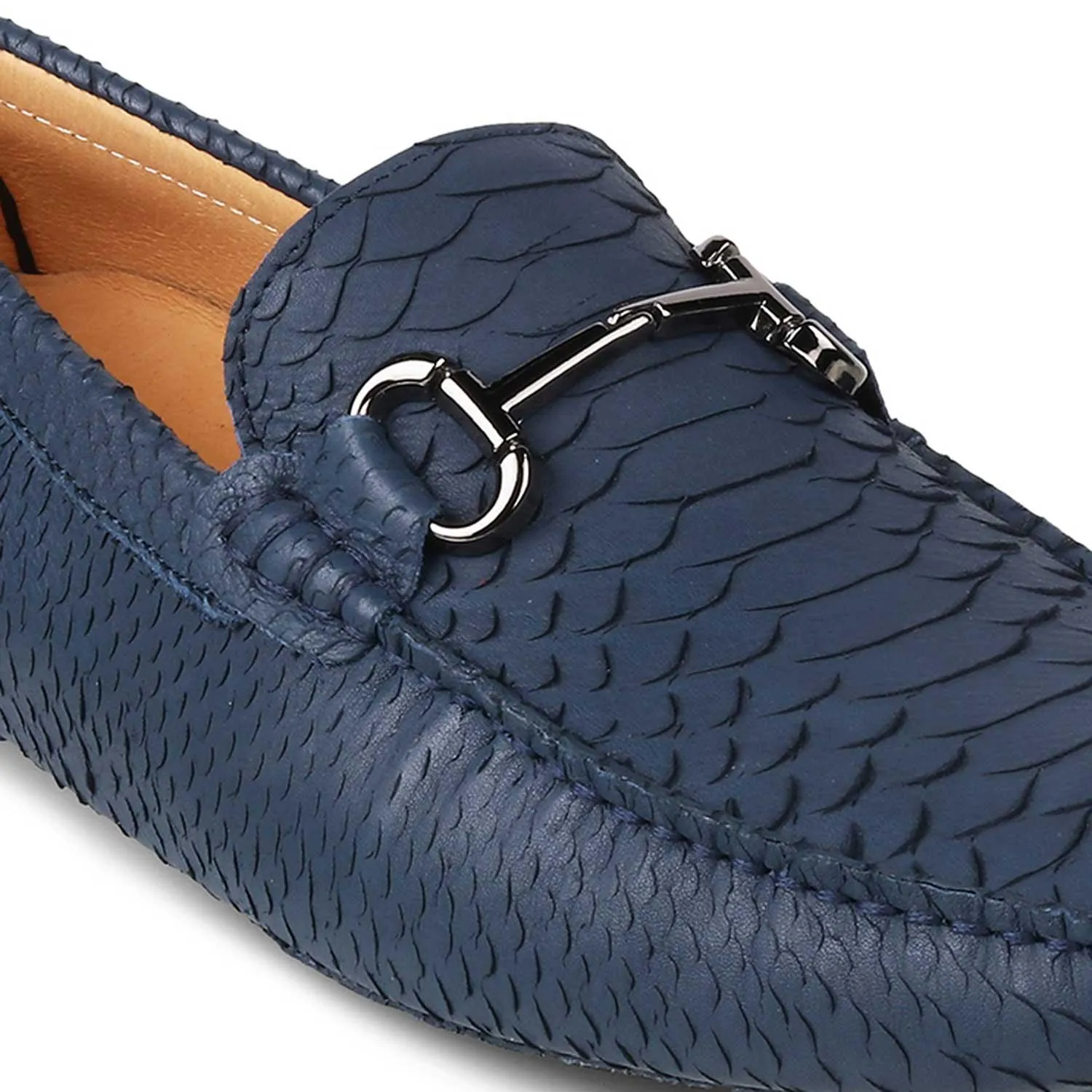 The Billion Blue Men's Leather Driving Loafers Tresmode