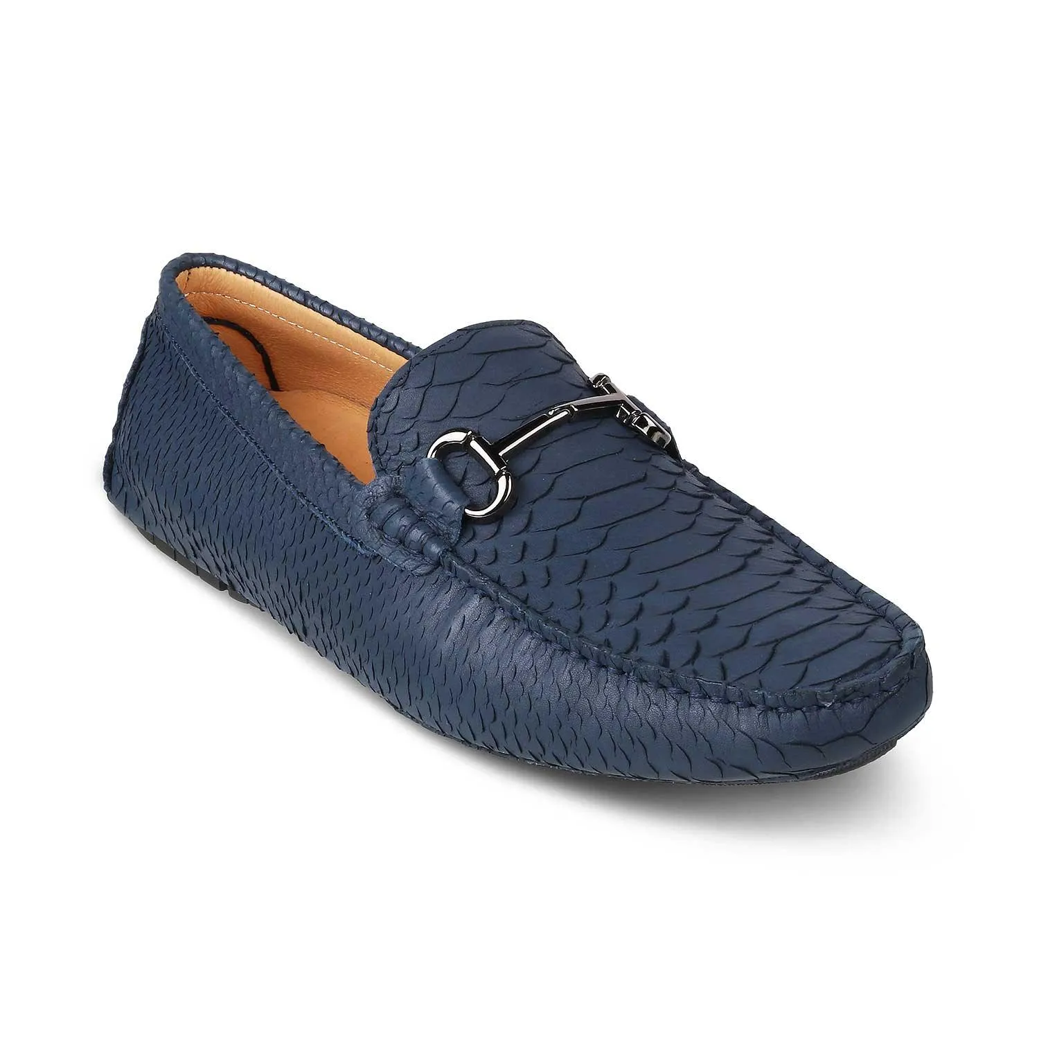 The Billion Blue Men's Leather Driving Loafers Tresmode