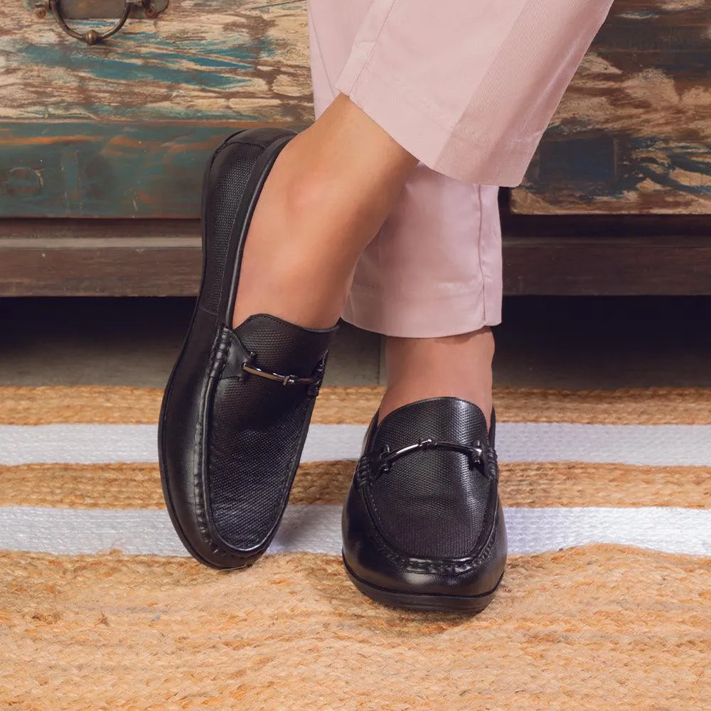 The Nimbia Black Men's Leather Loafers Tresmode