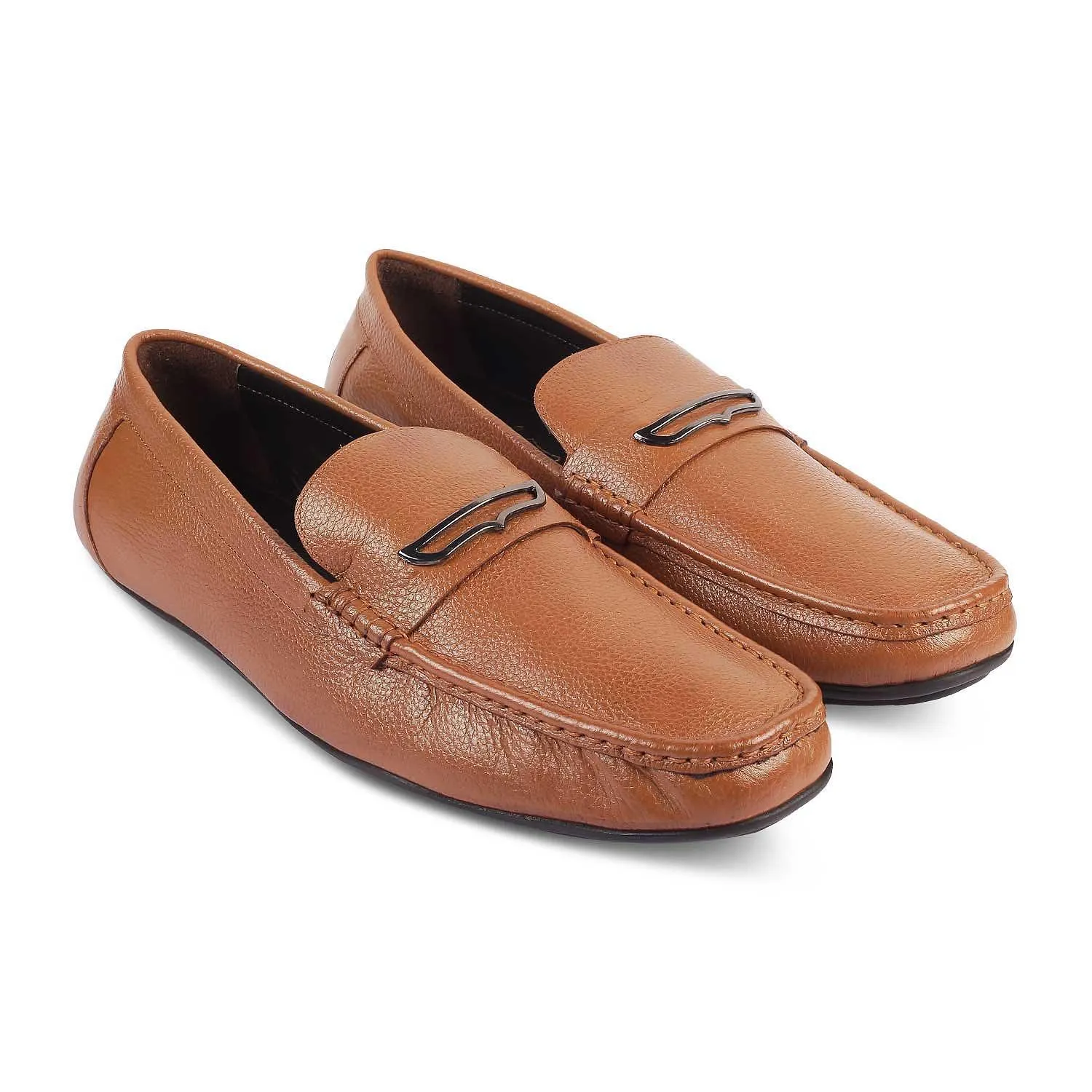 The Odry Tan Men's Leather Driving Loafers Tresmode