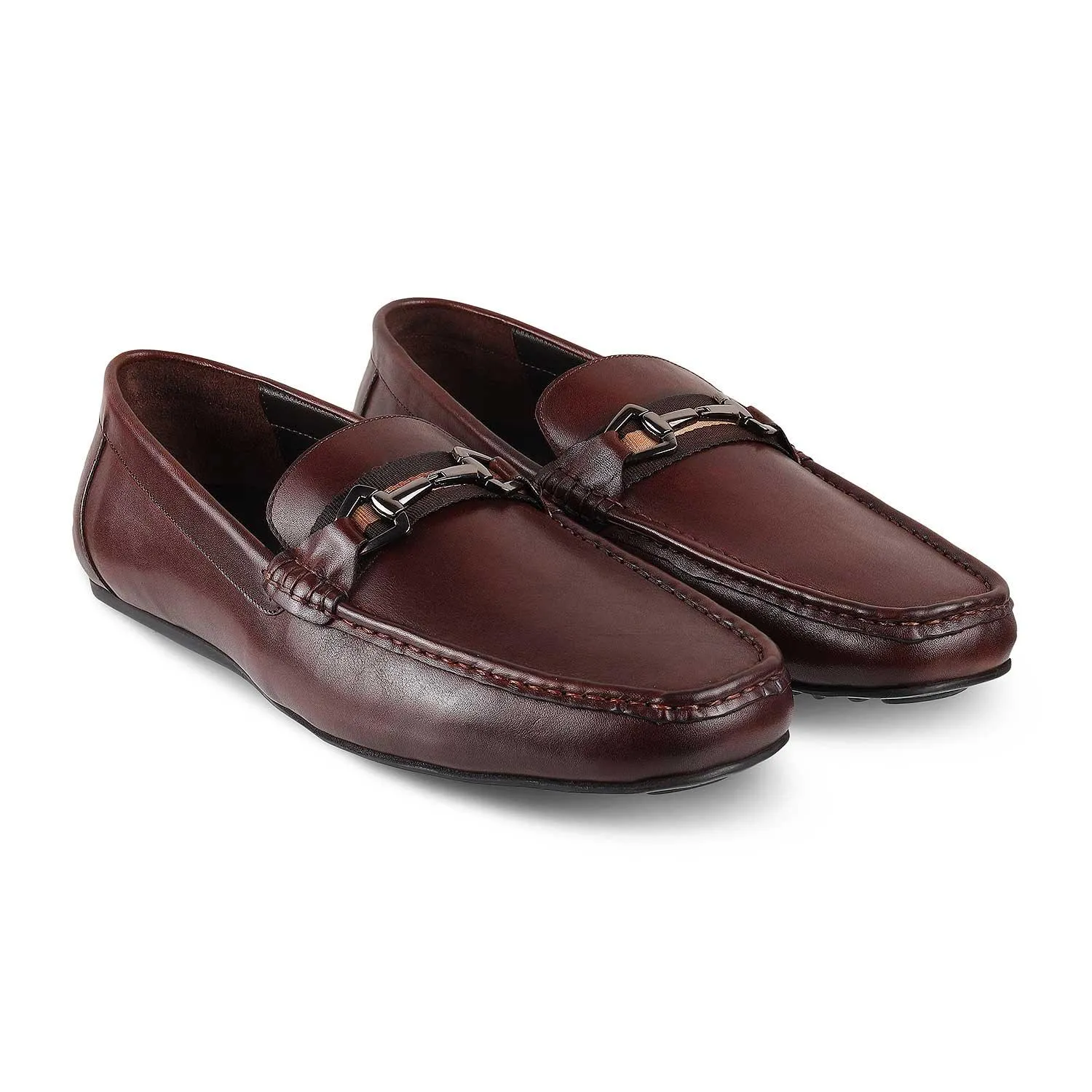 The Ondrive Brown Men's Leather Driving Loafers Tresmode