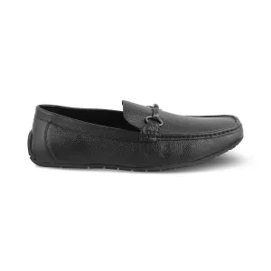 The Robuk Black Men's Leather Driving Loafers Tresmode