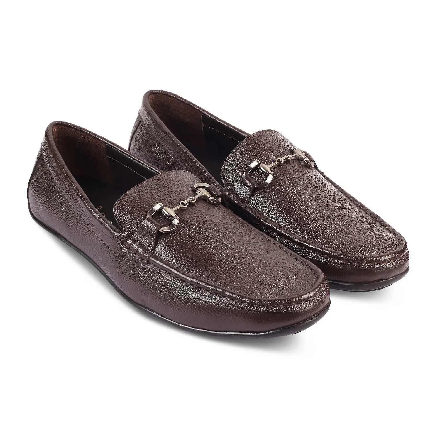 The Rosee Brown Men's Leather Driving Loafers Tresmode