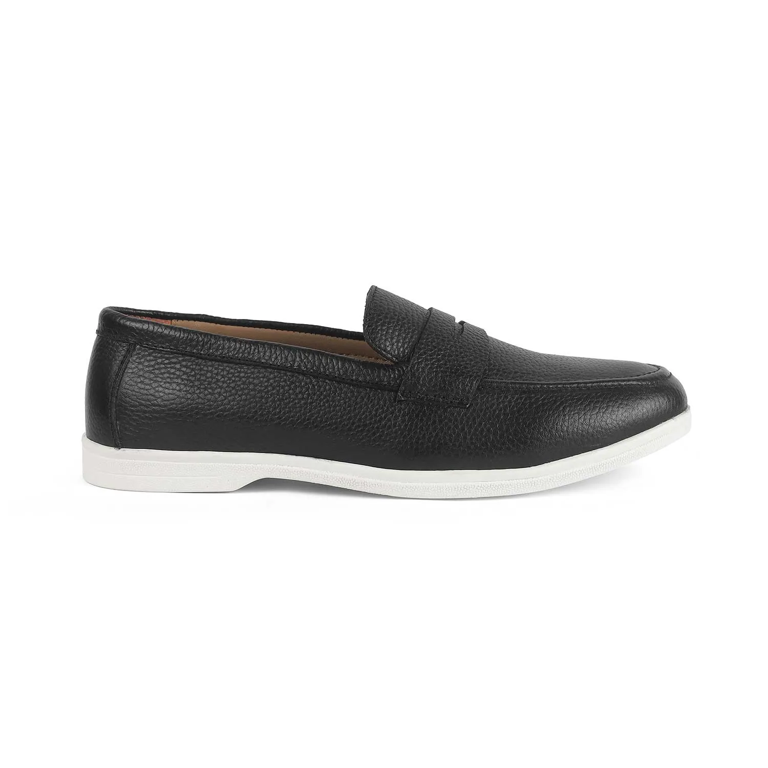 Tresmode Ferra Black Men's Leather Driving Penny Loafers