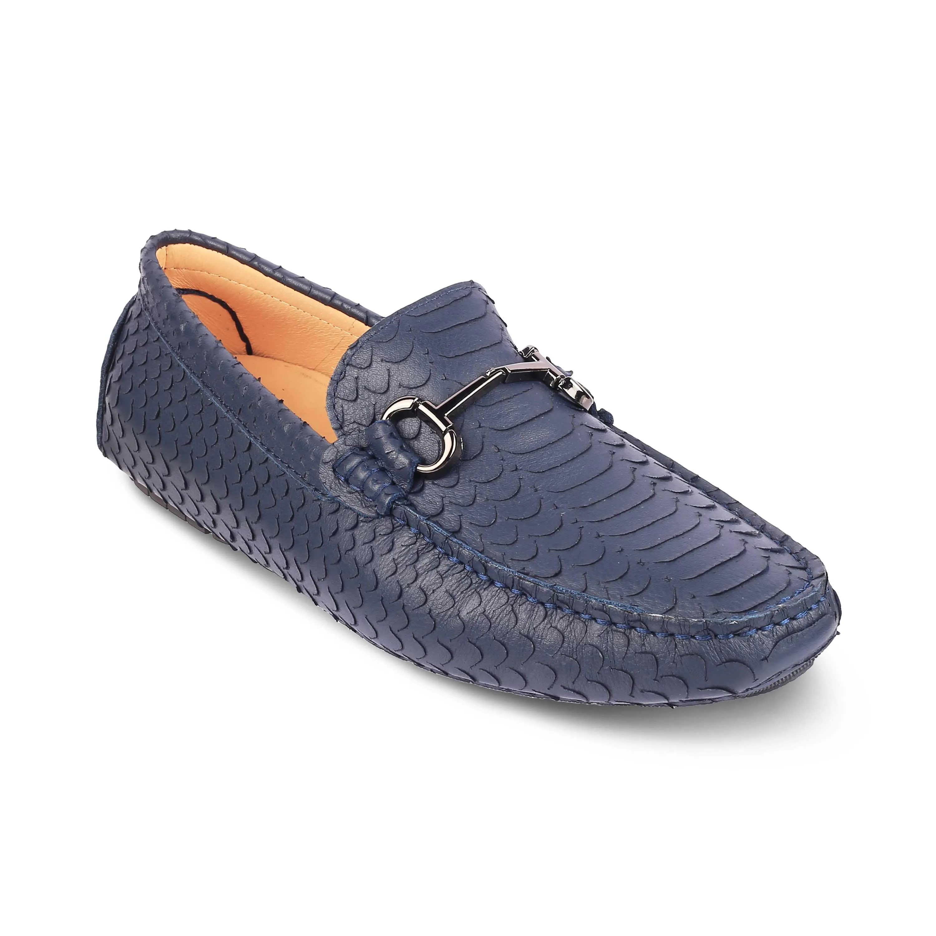 Tresmode Sofi Blue Men's Leather Driving Loafers