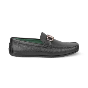 Tresmode Stpierre Black Men's Leather Driving Loafers