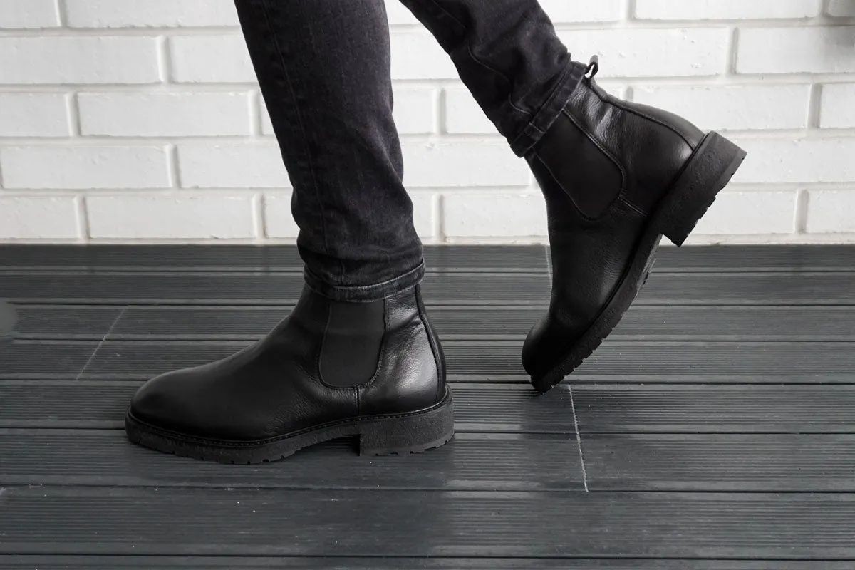 Winter Chelsea Boots - Black Leather