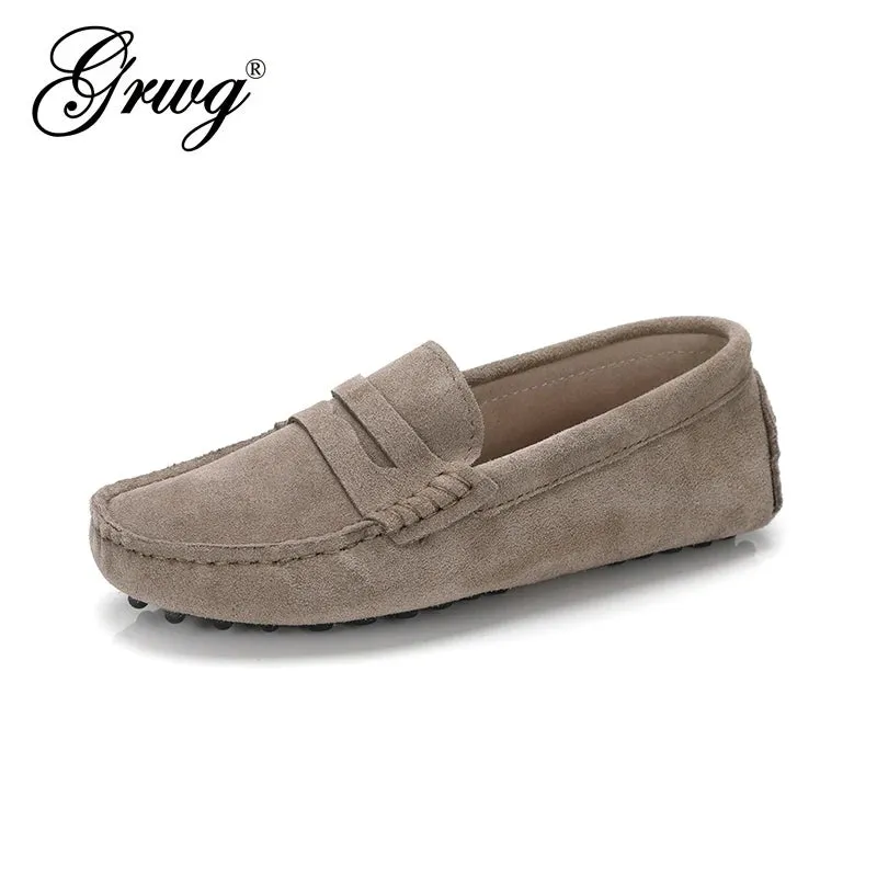 Women Genuine Leather Spring Flat Shoes Casual Loafers Slip On Women's Flats Shoes Moccasins Lady Driving Shoes