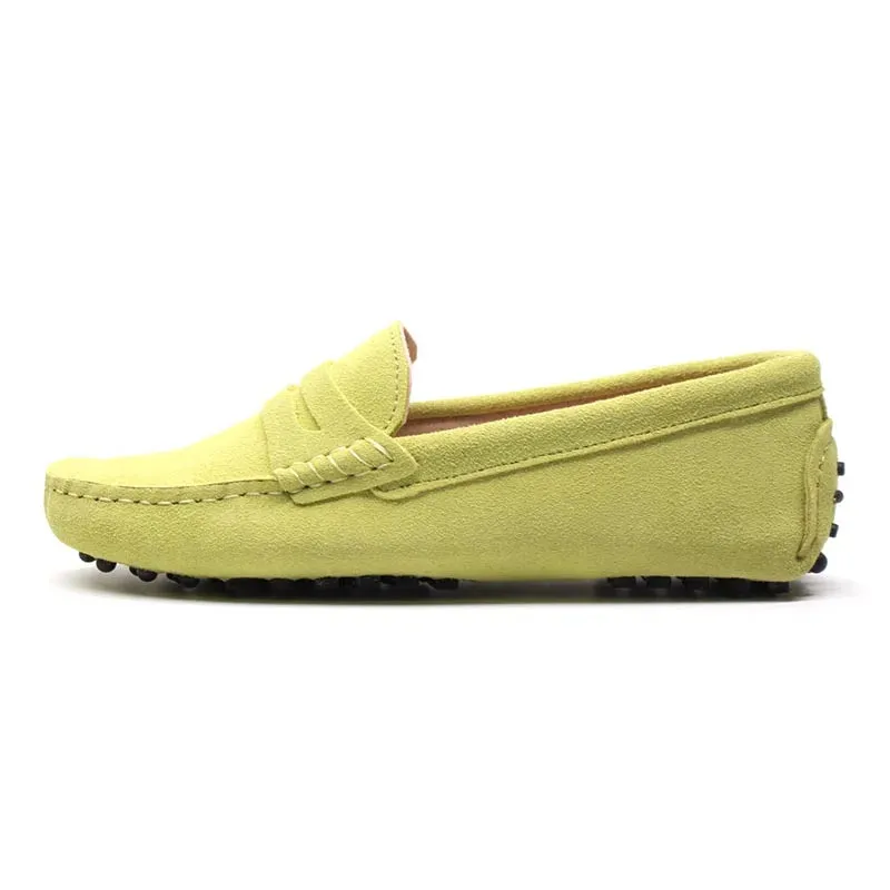 Women Genuine Leather Spring Flat Shoes Casual Loafers Slip On Women's Flats Shoes Moccasins Lady Driving Shoes