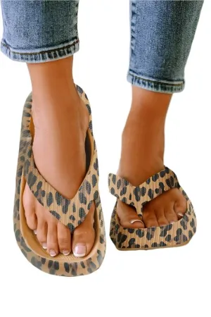 Women's Shoes Leopard Print Thick Sole Flip Flops