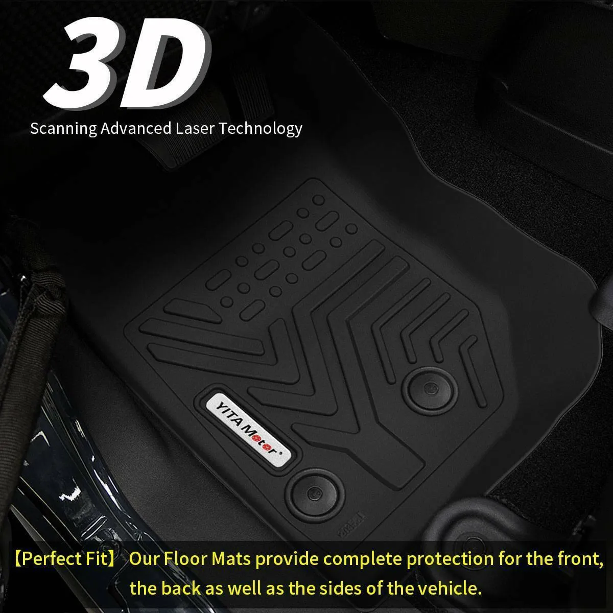 YITAMOTOR® Floor Mats Floor Liners For Jeep Wrangler JK Unlimited 2014-2018, 1st & 2nd Row All Weather Protection